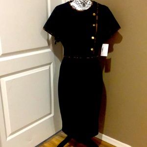 Enfocus studio black dress leopard trim